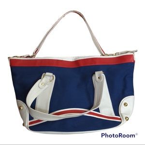 Atmosphere Retro PVC & Cotton Red White Blue Tote